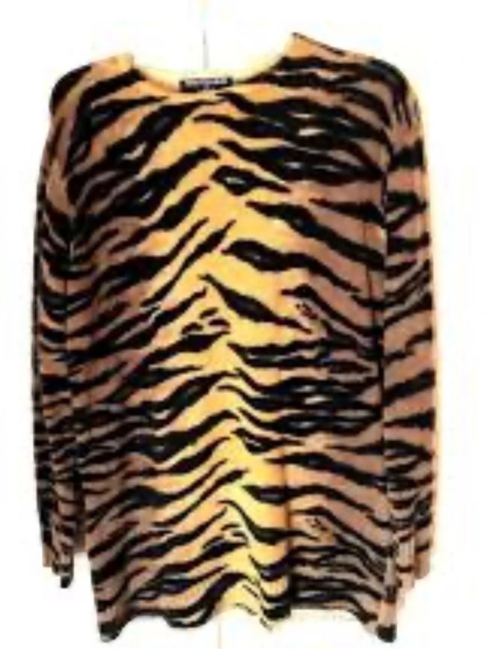 Nina Charles Kaiser Tiger Print lambsWool  angora rabbitBlend Sweater Size Med